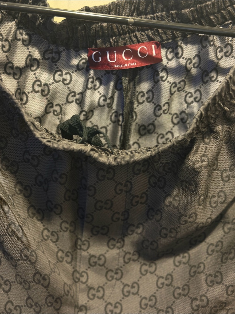 Gucci Gray and Black Short-Sleeve Monogram Matching Shirt and Short Set - Picture 7 of 13